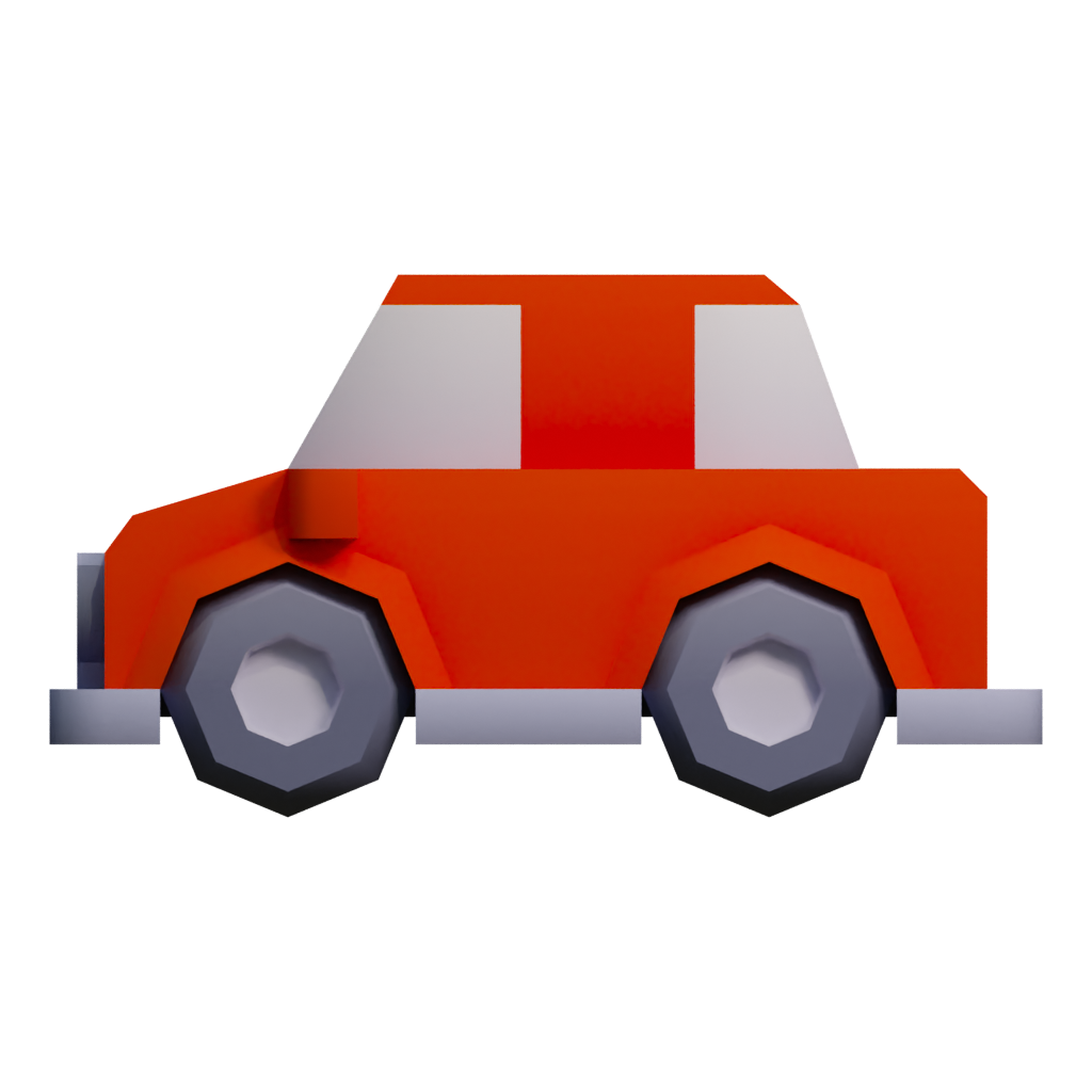 Back view of the Cartoon Low Poly Toy Car 3D model