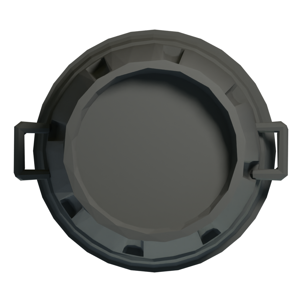 Bottom view of the Free Desktop Trash Can With Lid 3D model