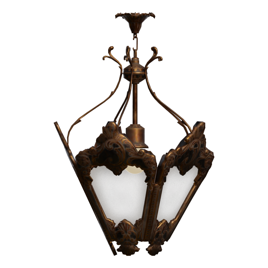 Back view of the Lantern Chandelier 3D model