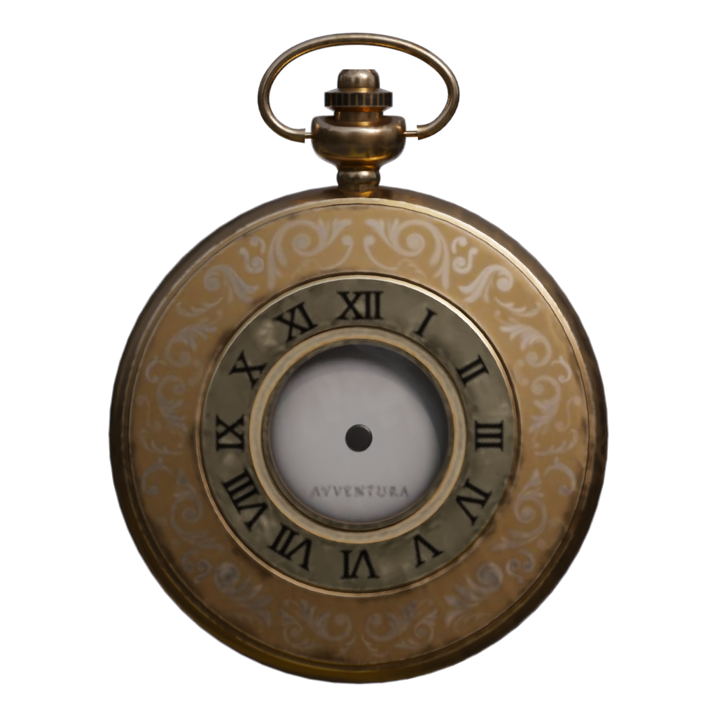 Front view of the Vintage Pocket Watch 3D model