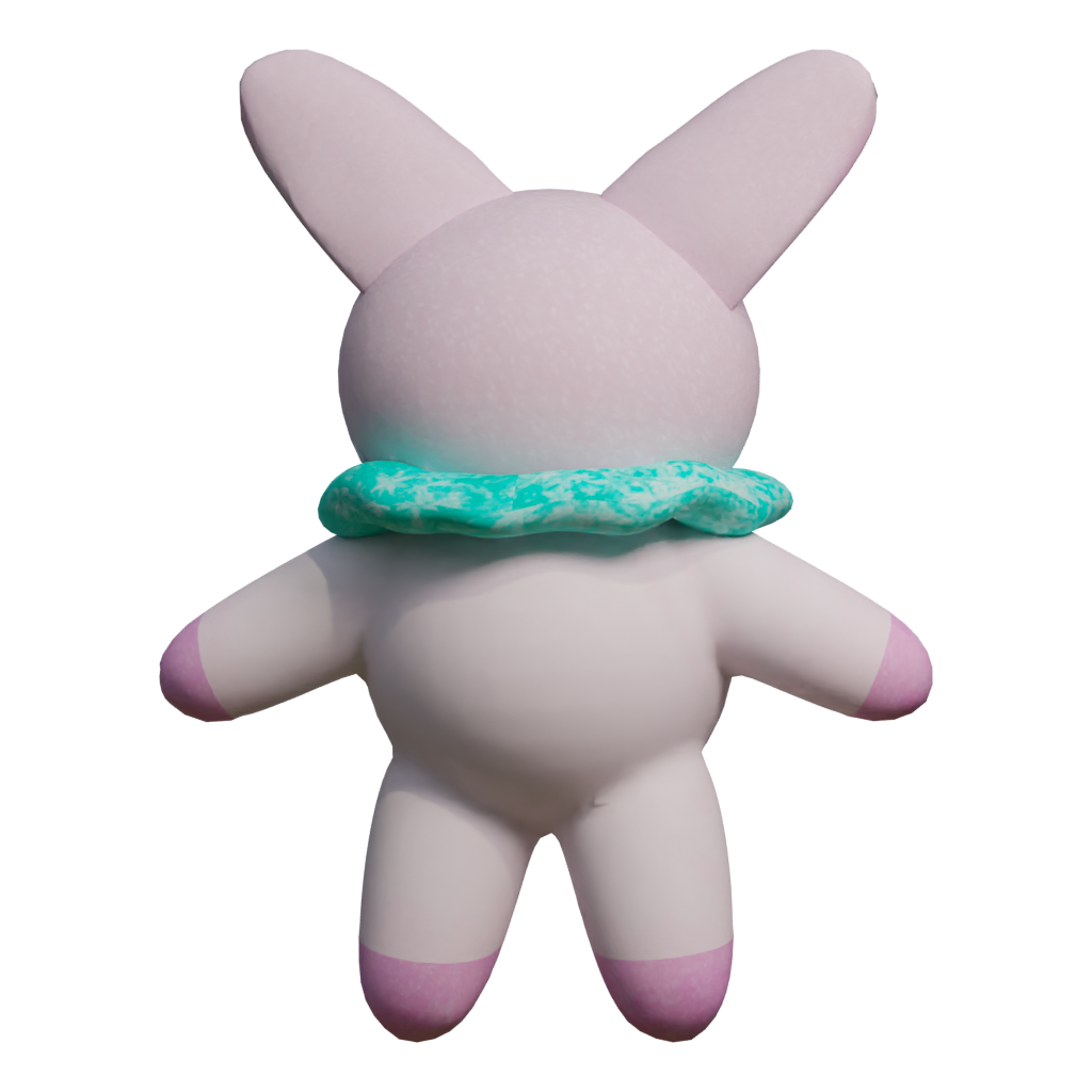 Back view of the Kawaii Rabbit Cute Stylized Game Ready Textures 3D model