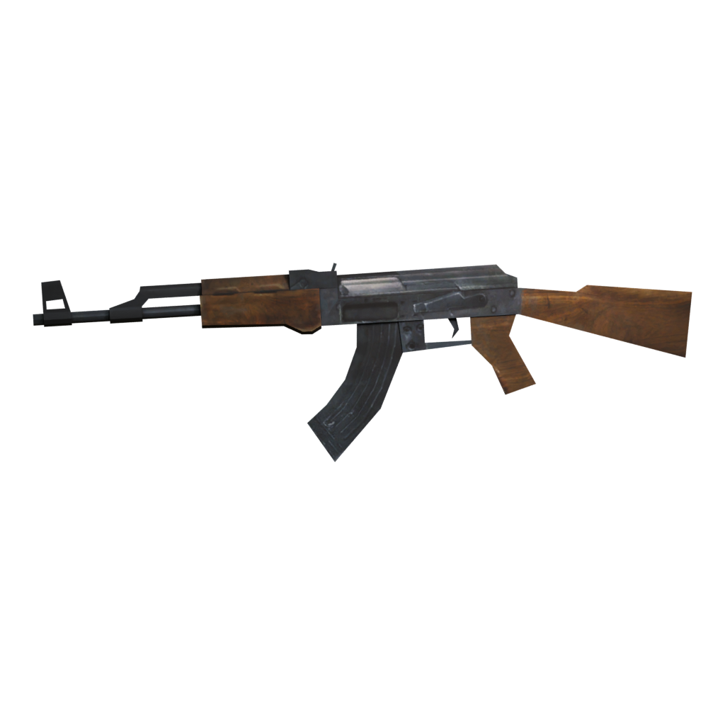 Back view of the AK47 Low Poly 3D model