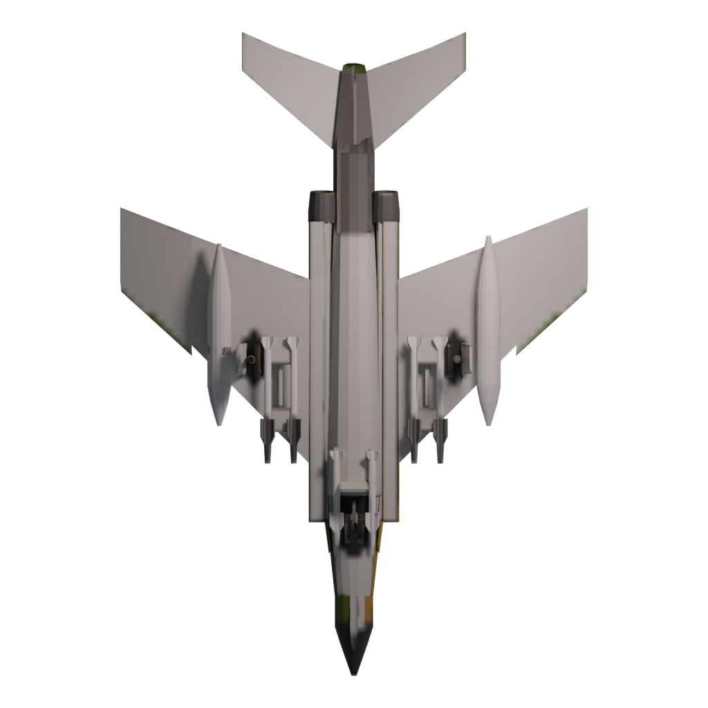 Bottom view of the Low Poly F-4 Phantom 3D model