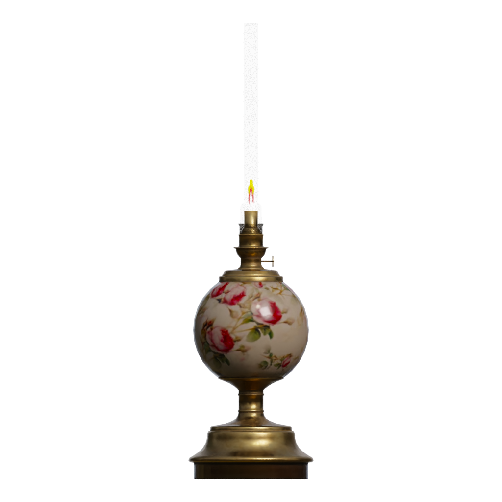 Front view of the Vintage Oil Lamp 3D model