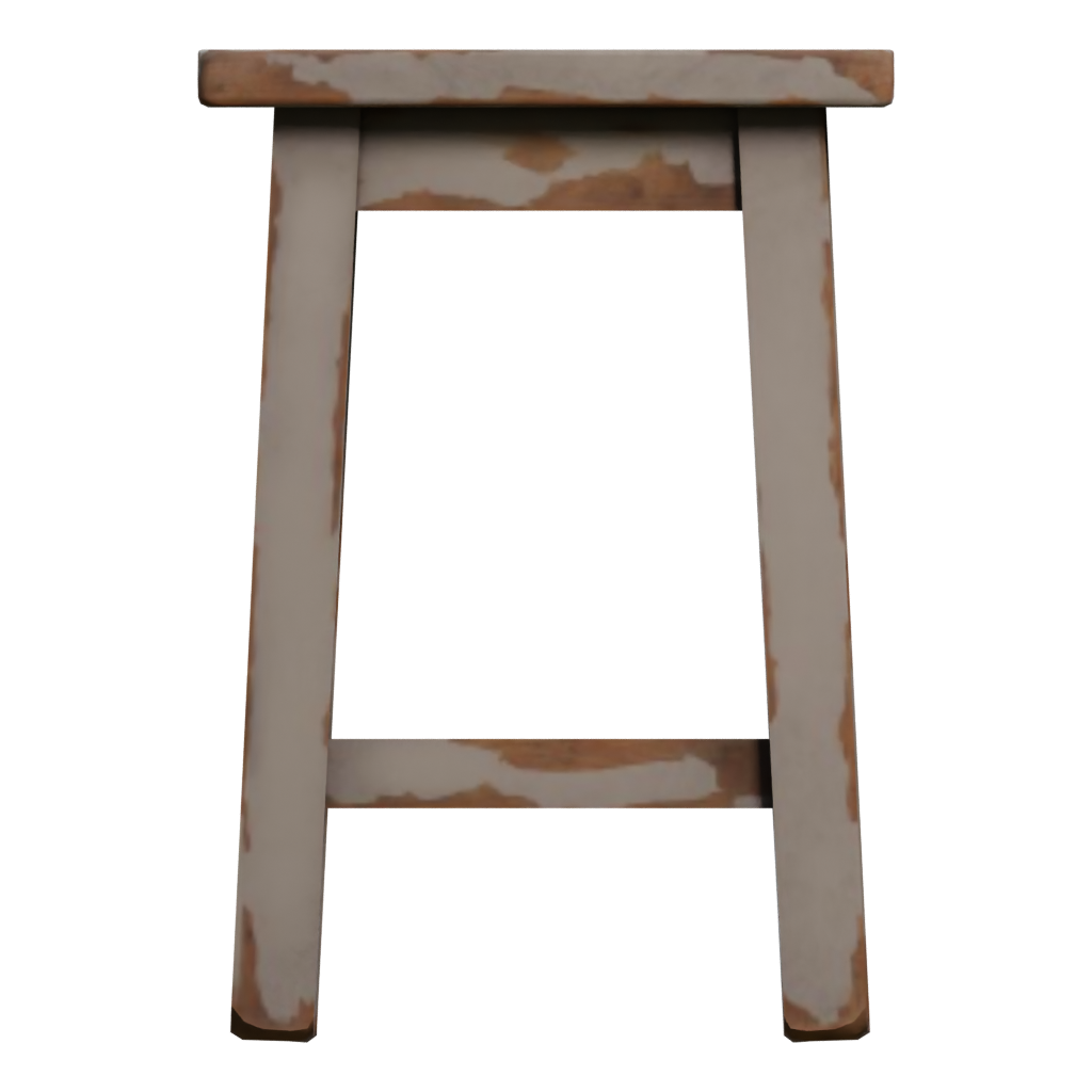 Left view of the Painted Wooden Stool 3D model