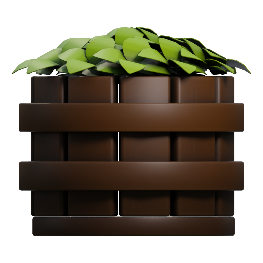 Right view of the Cartoon Flowerpot 3D model