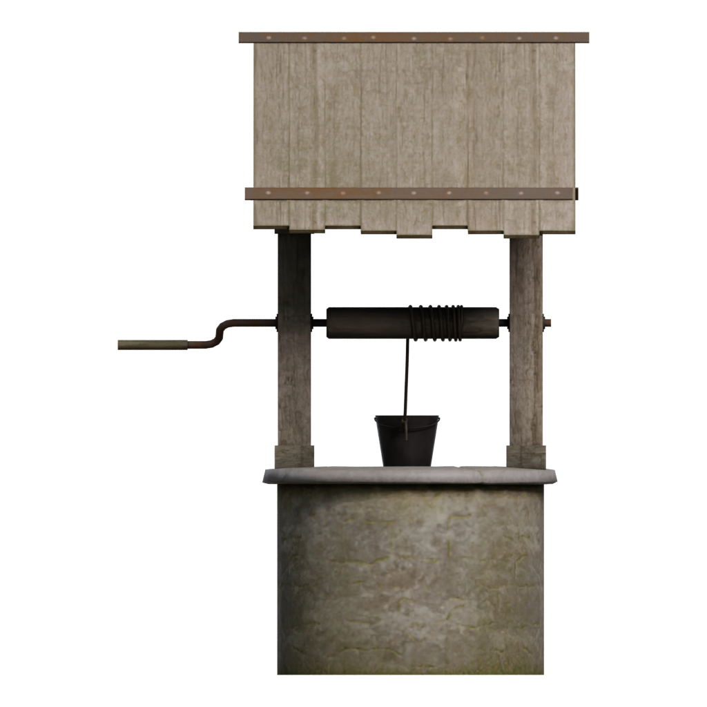 Back view of the Low Poly Well 3D model