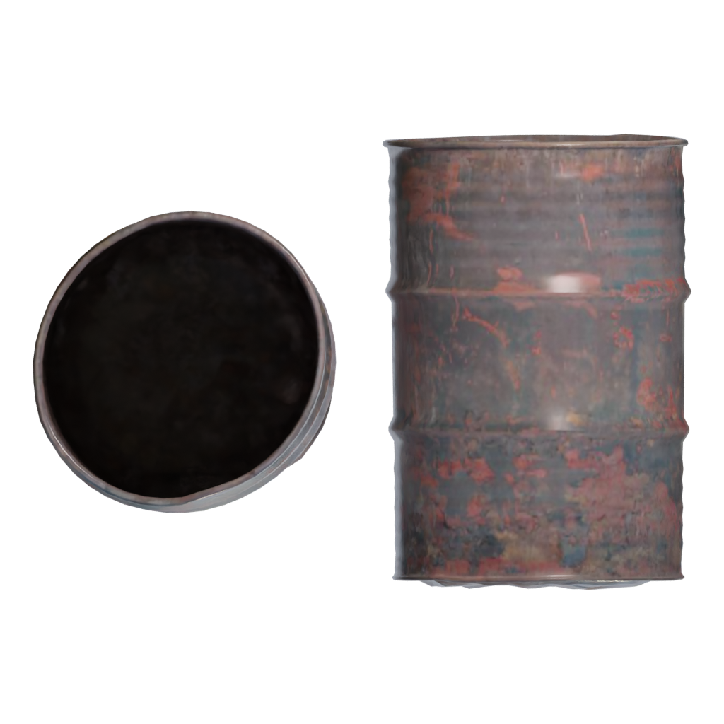 Top view of the Old Rusty Barrels 3D model