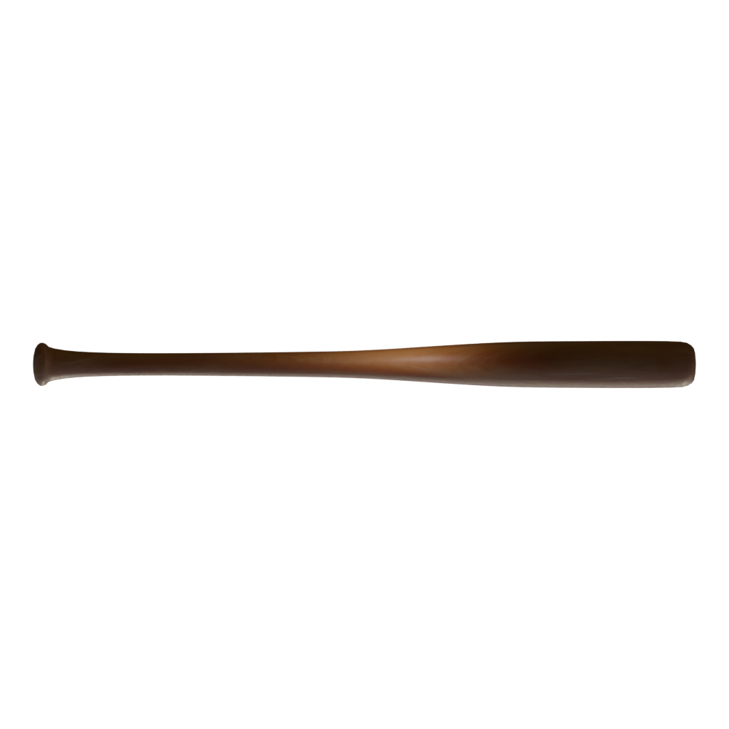 Top view of the Baseball Bat Low Poly Game Ready 3D model
