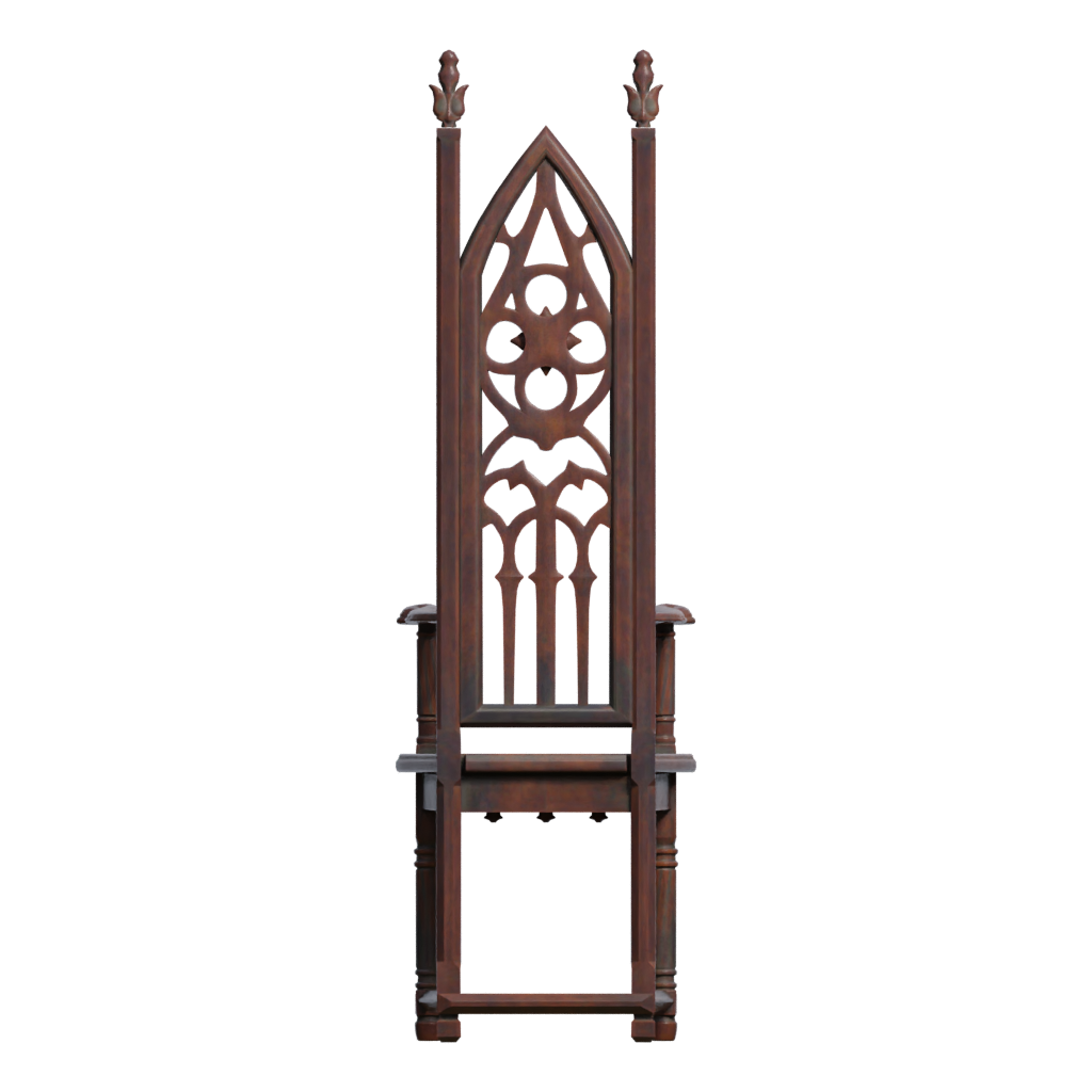 Back view of the Wooden Chair 3D model