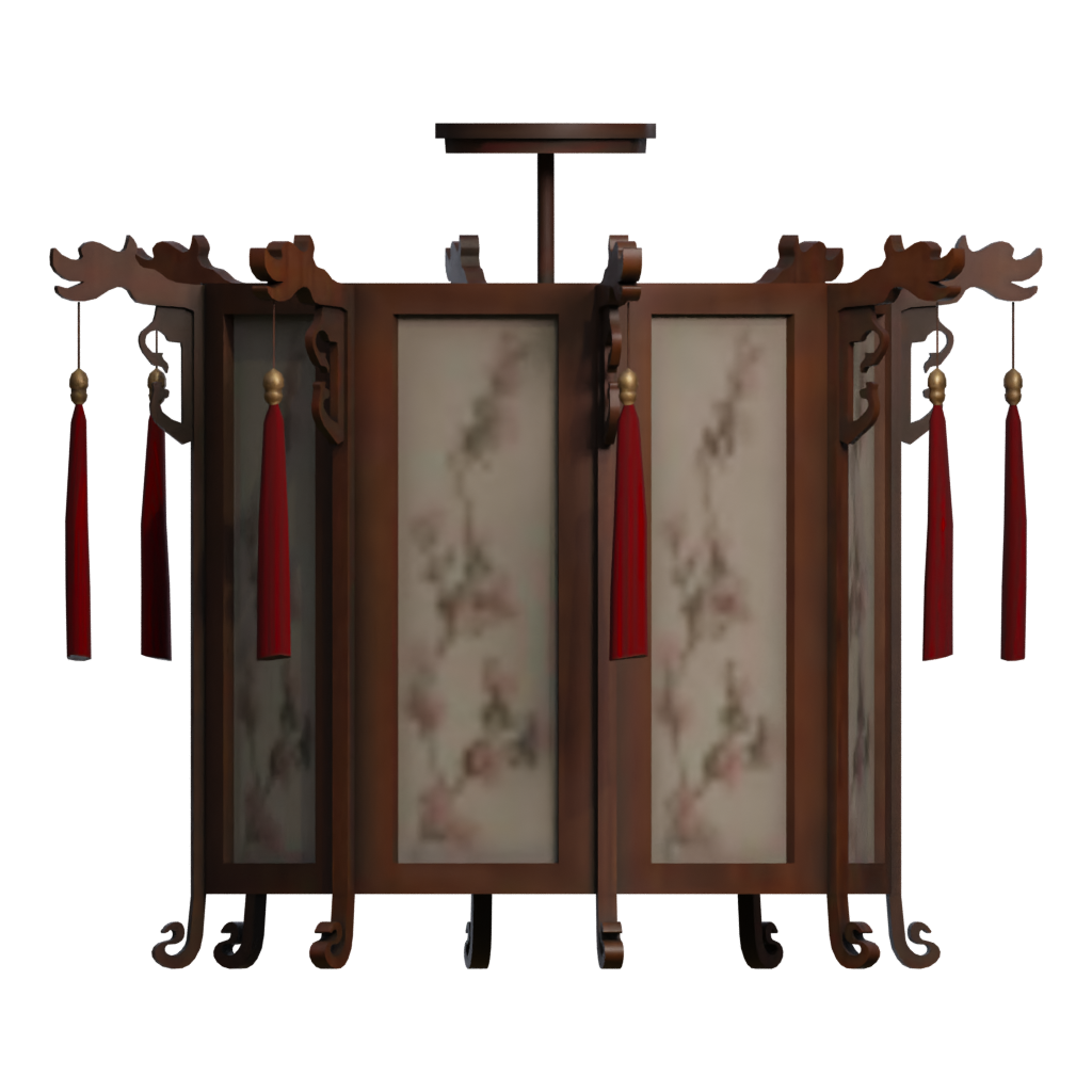 Back view of the Chinese Chandelier 3D model