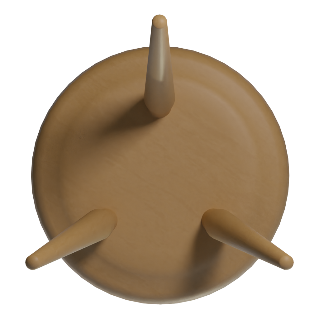 Bottom view of the Stool 3D model