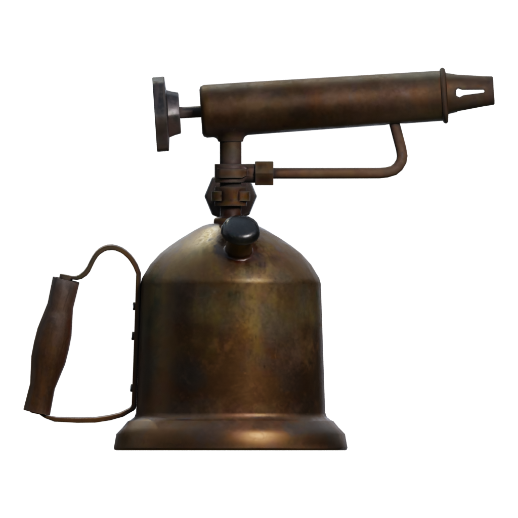 Right view of the Brass Blowtorch 3D model