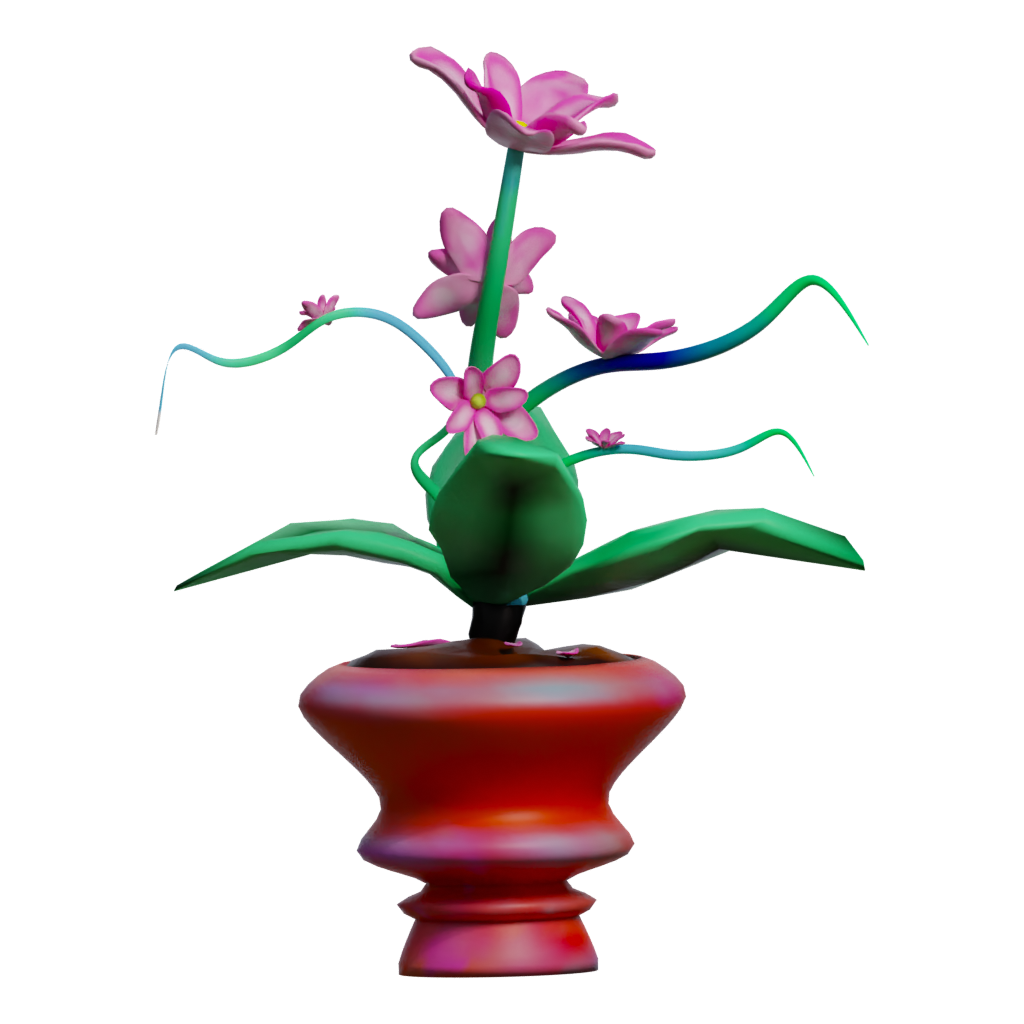 Back view of the Flowerpot 3D model