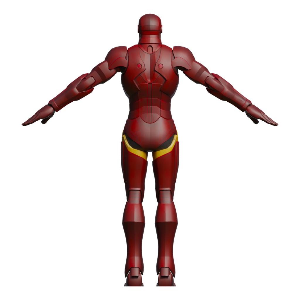 Back view of the Iron Man 3D model