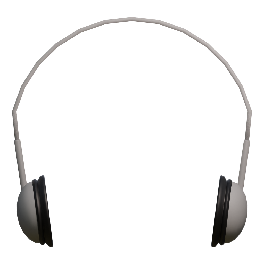 Back view of the Low Polygon Headphone 3D model