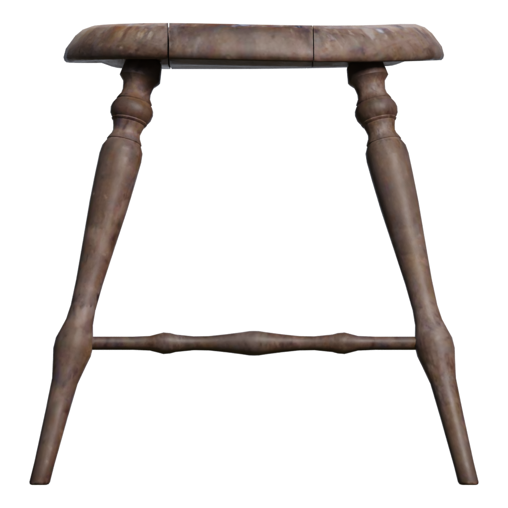 Back view of the Wooden Stool 3D model