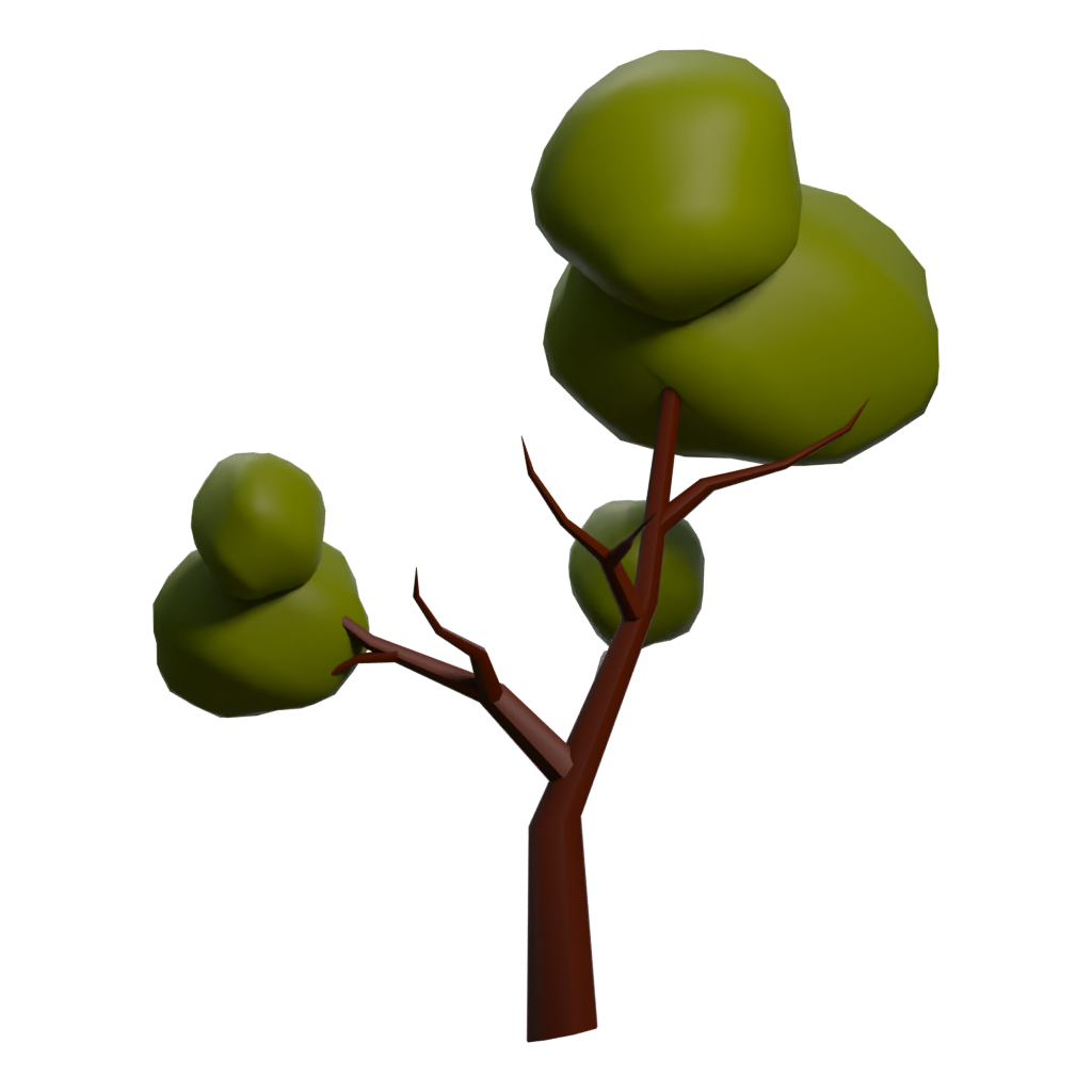 Right view of the Low Poly Ash Tree Sping For Free 3D model
