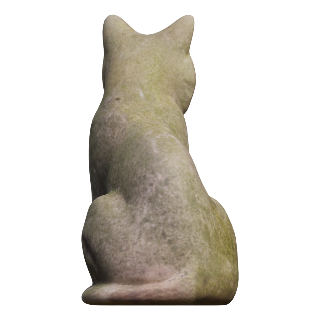 Back view of the Concrete Cat Statue 3D model