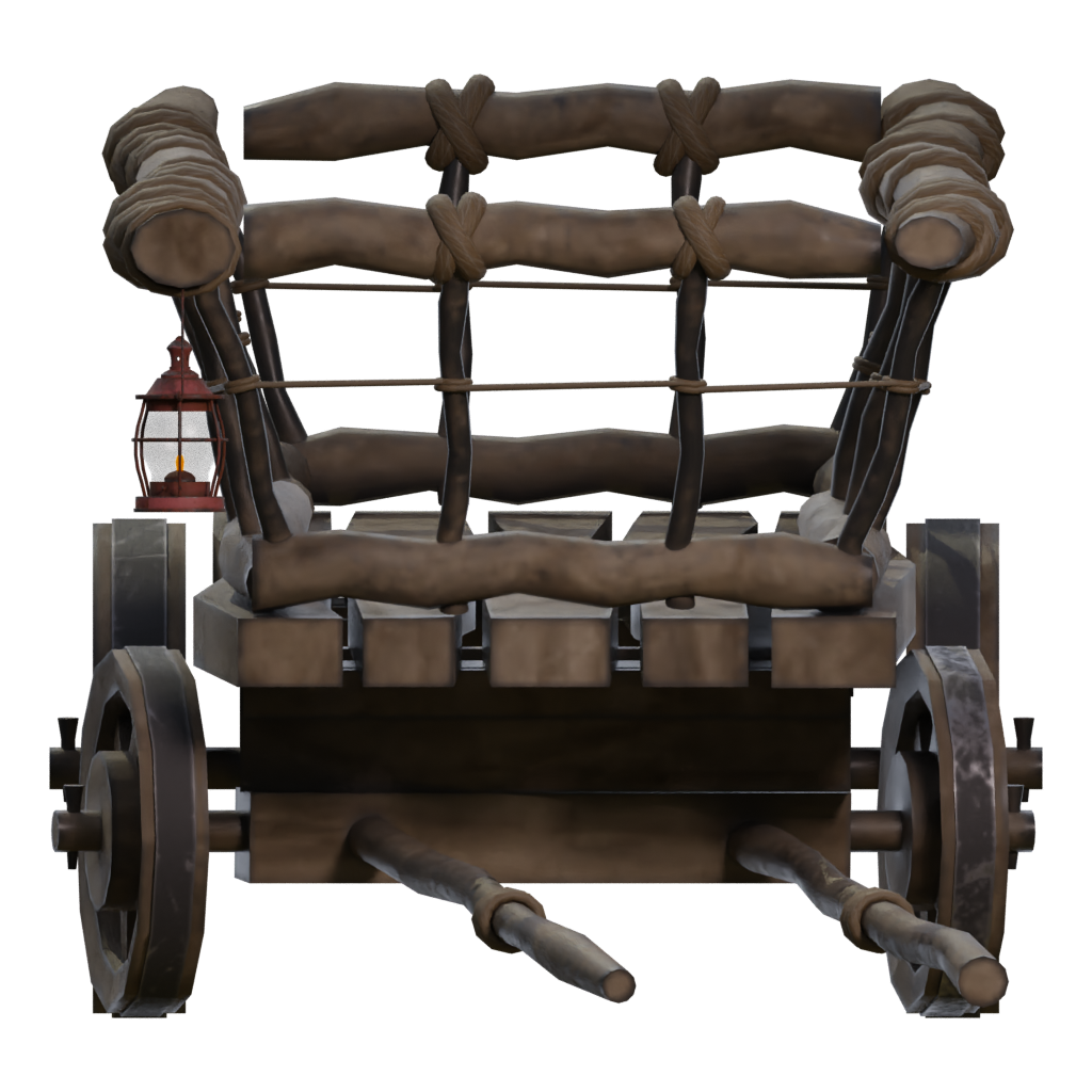 Left view of the Stylized Medieval Cart With A Lamp 3D model