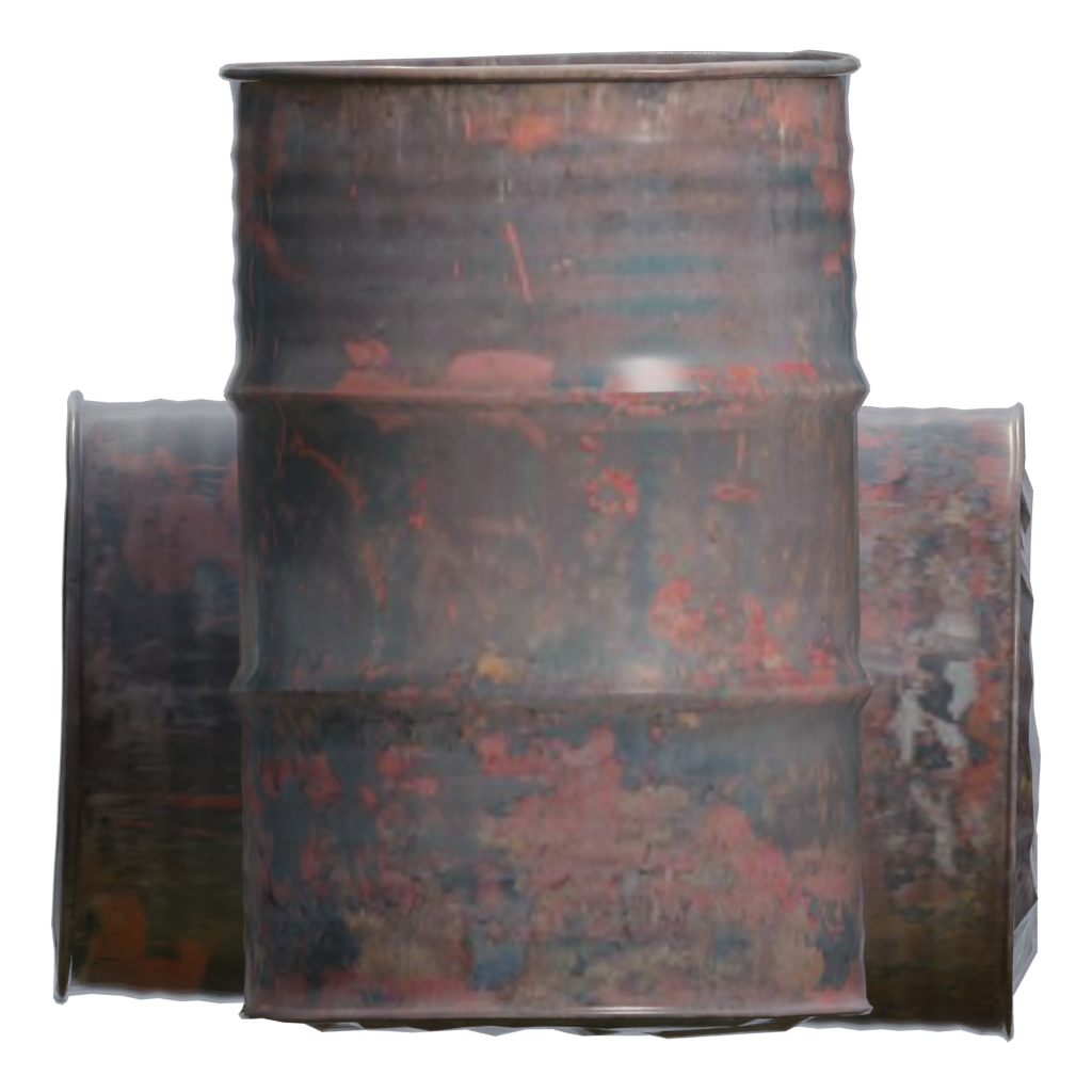 Right view of the Old Rusty Barrels 3D model