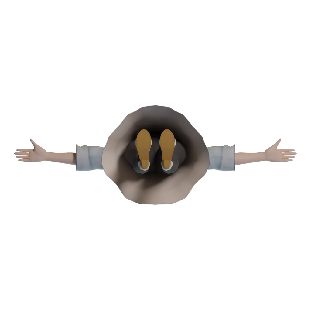 Bottom view of the Toony Cartoon Female Character 3D model