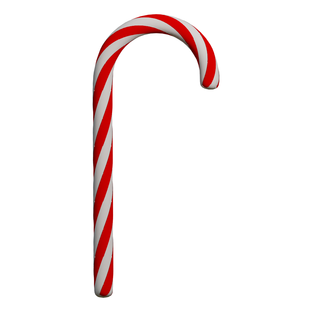 Front view of the Christmas Cane 3D model