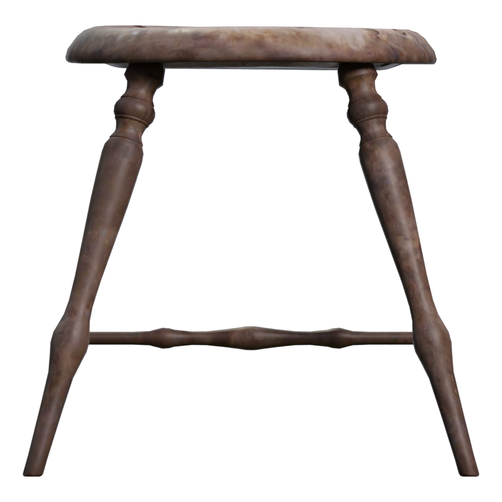 Right view of the Wooden Stool 3D model