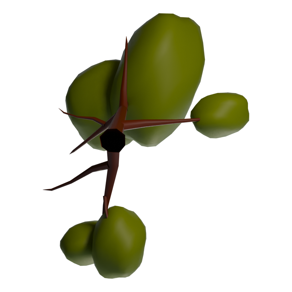 Bottom view of the Low Poly Ash Tree Sping For Free 3D model