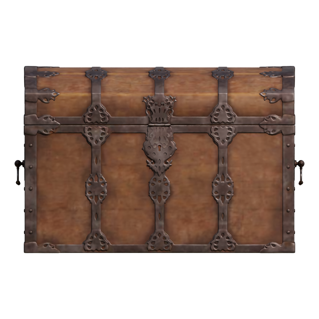 Front view of the Treasure Chest 3D model