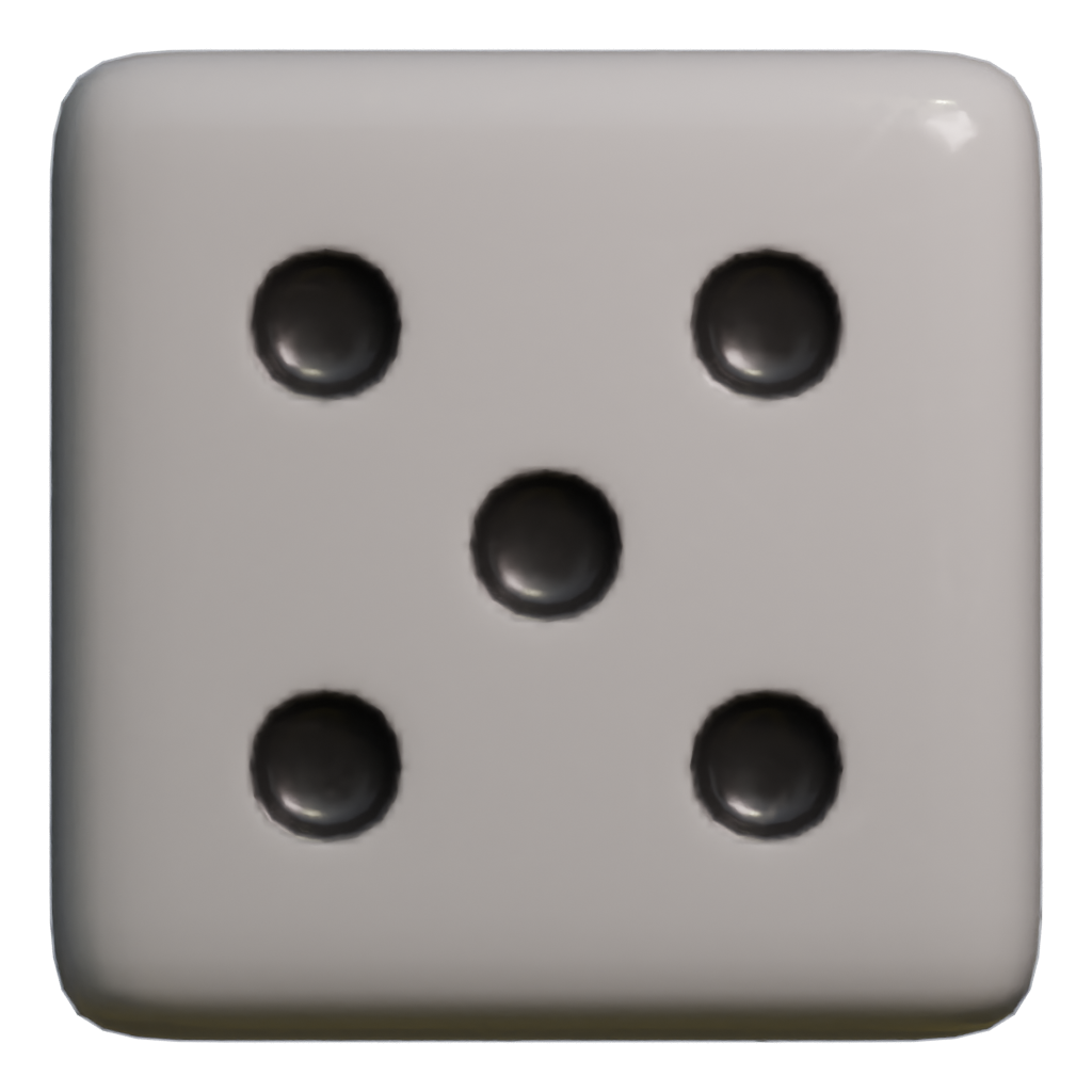 Back view of the Classic Bw Dice 3D model
