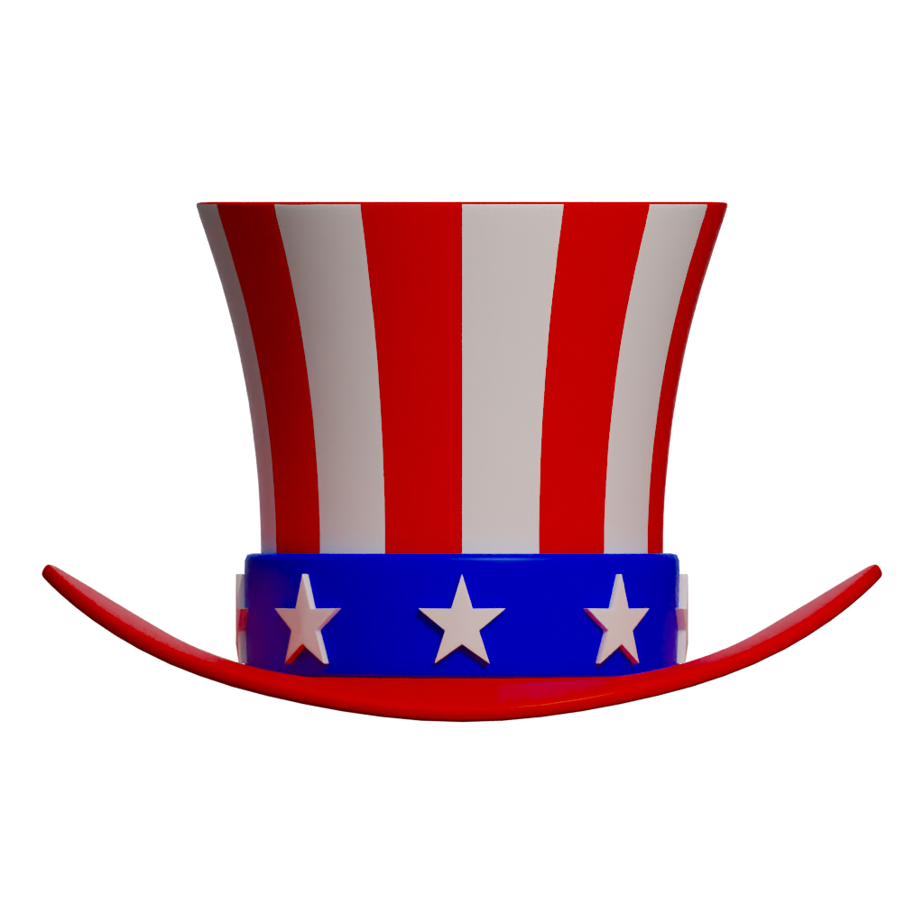 Back view of the Uncle Sam Hat 3D model