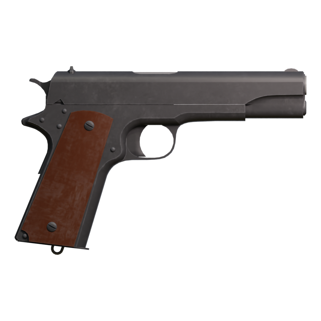 Back view of the Pistol M1911 Asset Weapon 3D model