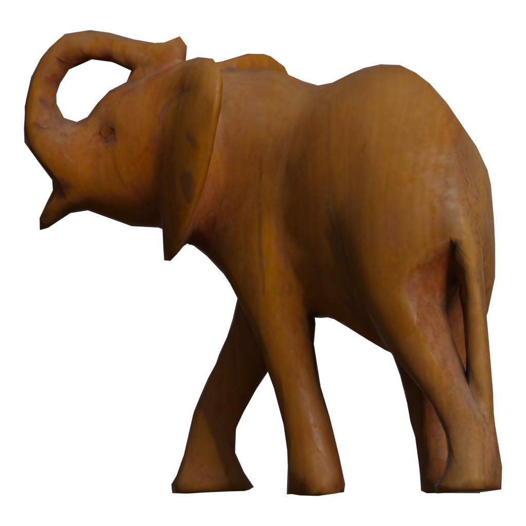 Back view of the Carved Wooden Elephant 3D model