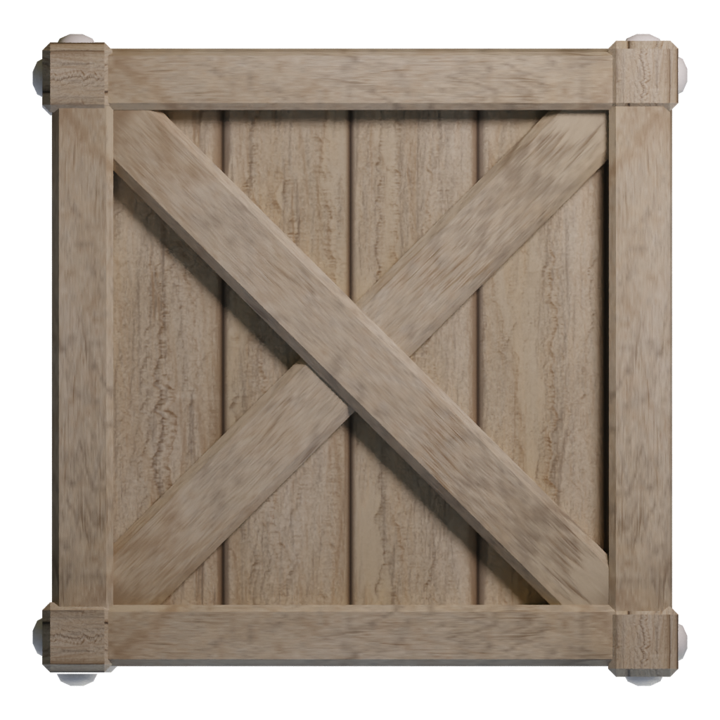 Bottom view of the Low Poly Wooden Crate 3D model