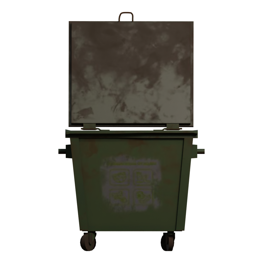 Front view of the Dumpster Low Poly 3D model