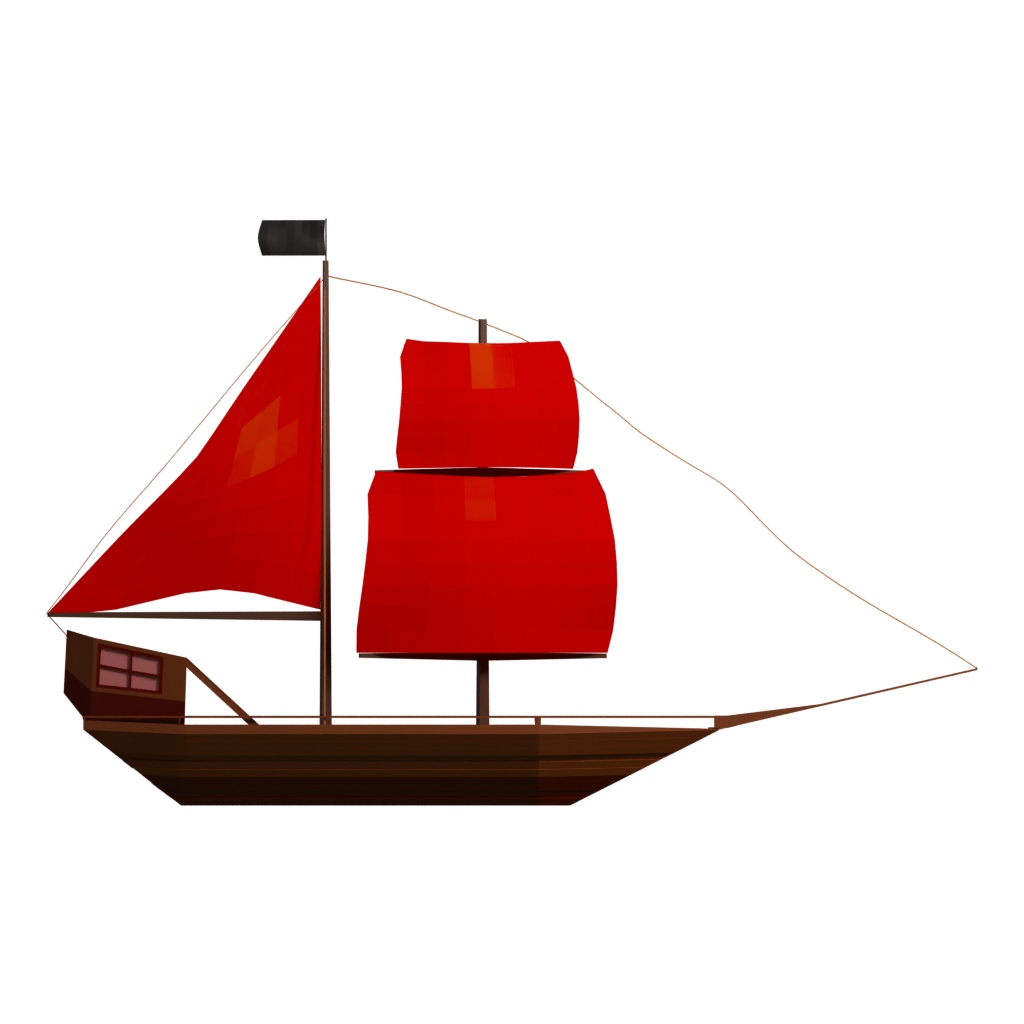 Right view of the Low Poly Trireme 3D model