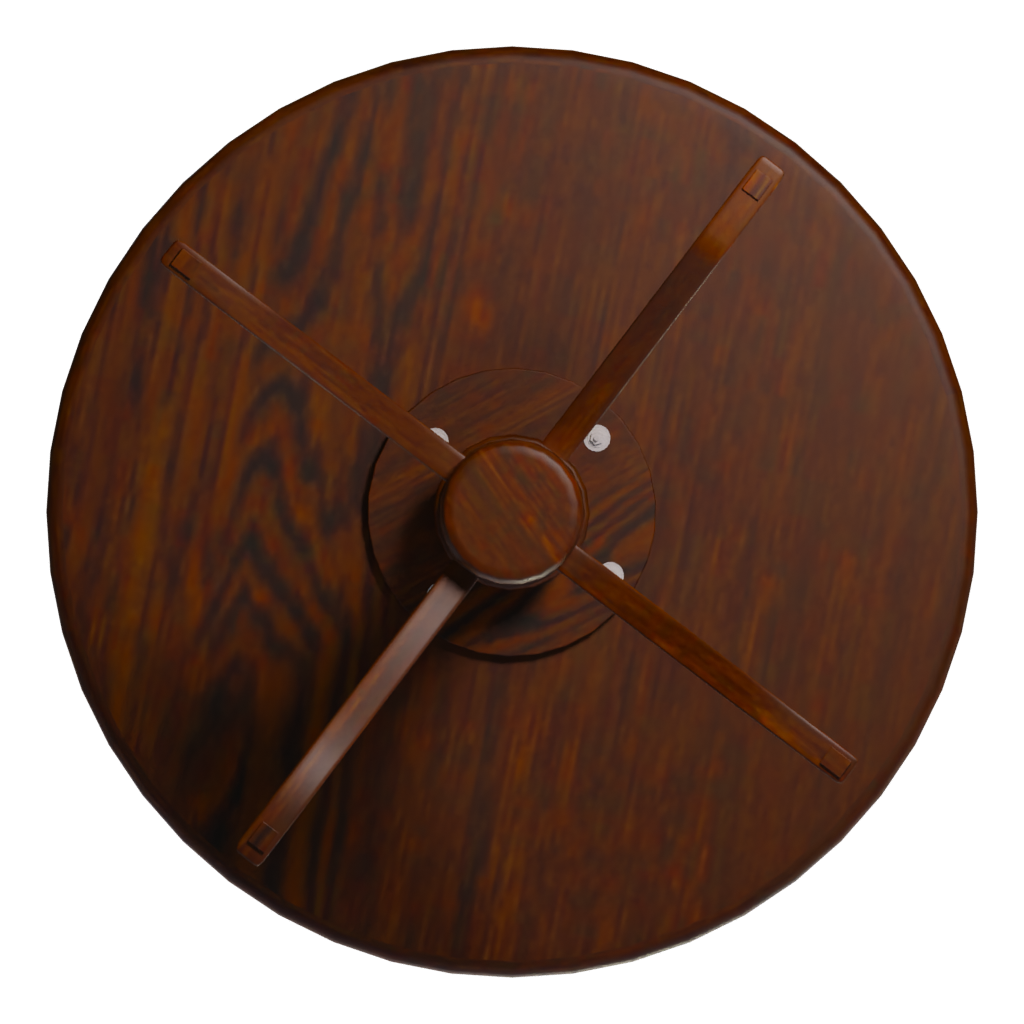 Bottom view of the Round Wooden Table 3D model