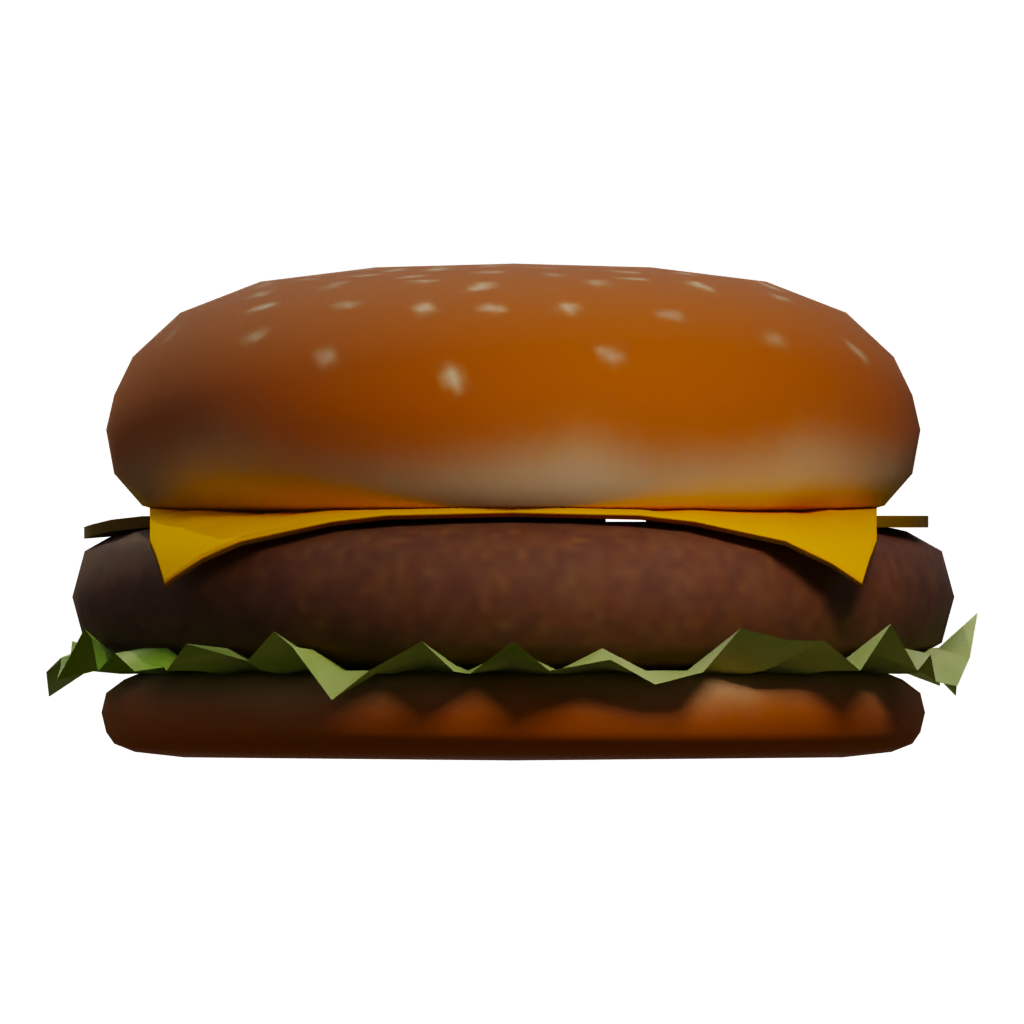 Right view of the Burger Gameready 3D model