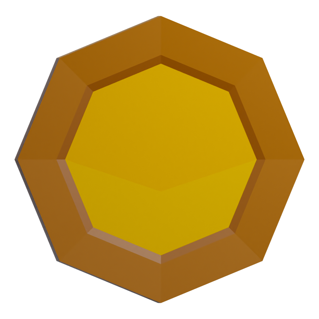 Front view of the Low Poly Gold Coin 3D model