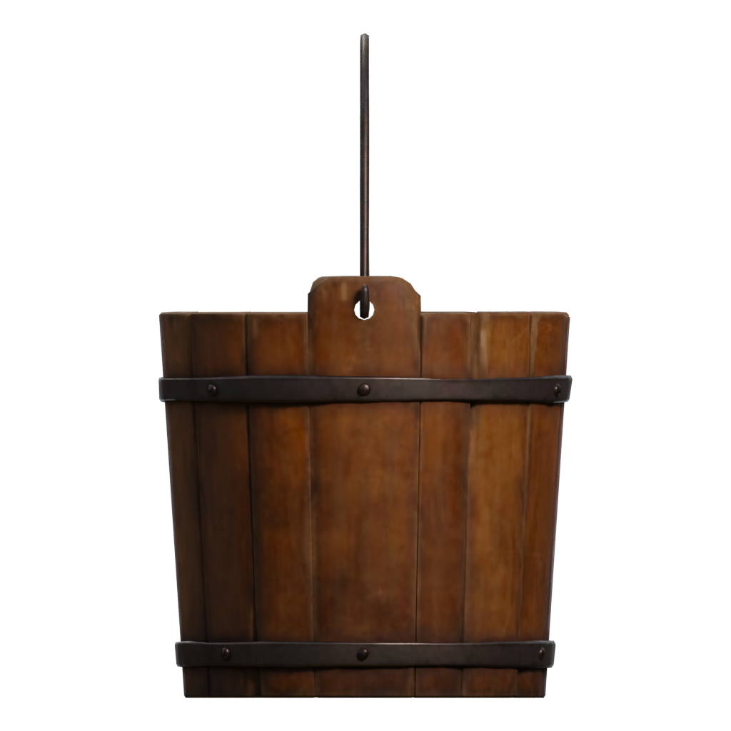 Right view of the Wooden Bucket 3D model
