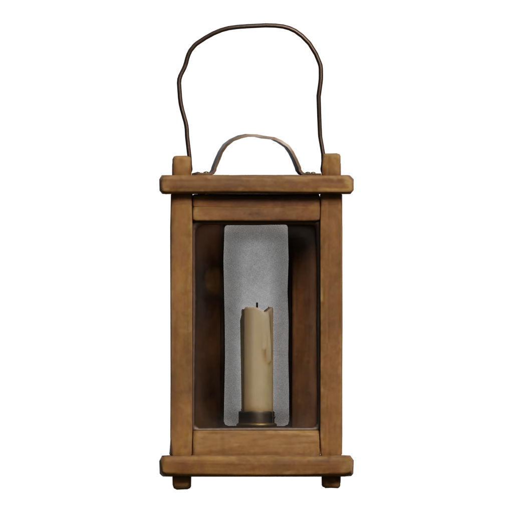 Back view of the Wooden Lantern 3D model