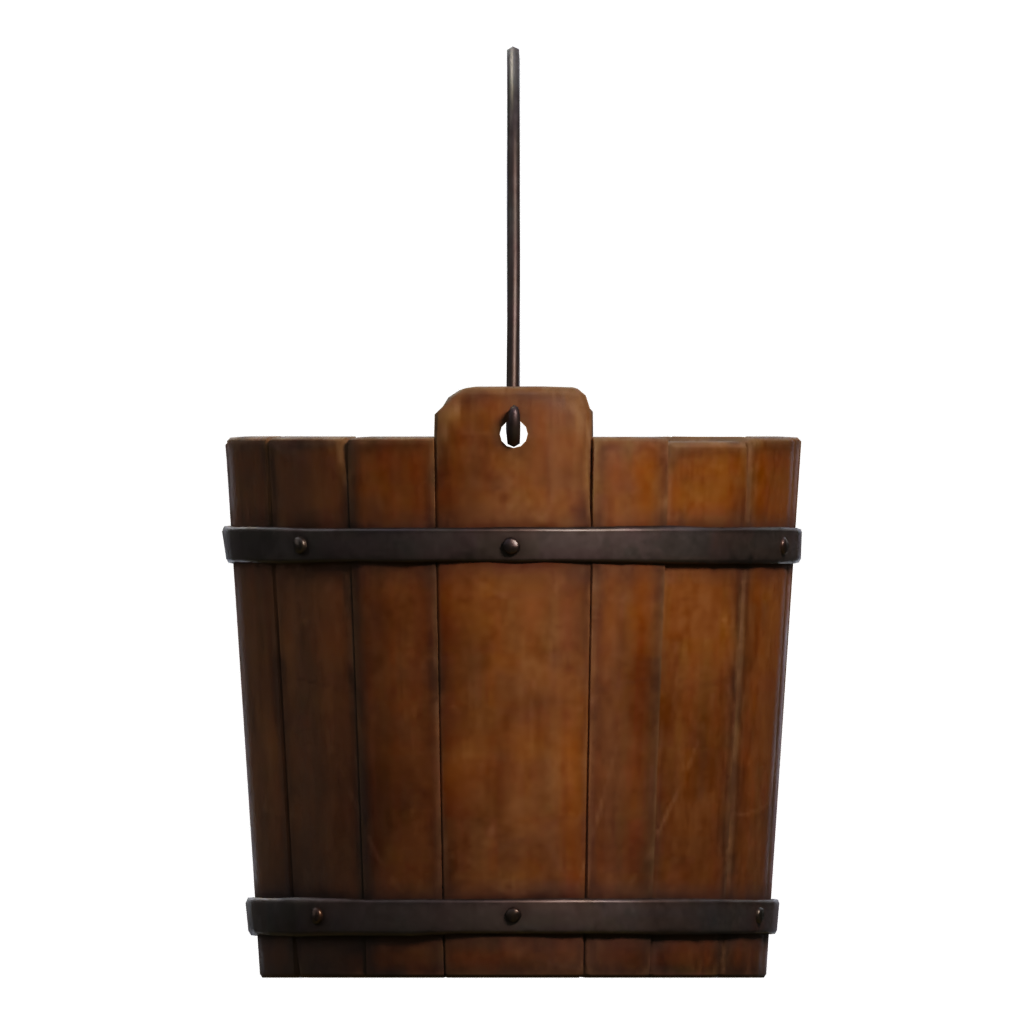 Left view of the Wooden Bucket 3D model