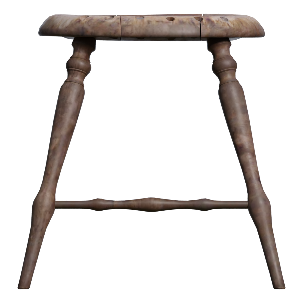 Front view of the Wooden Stool 3D model