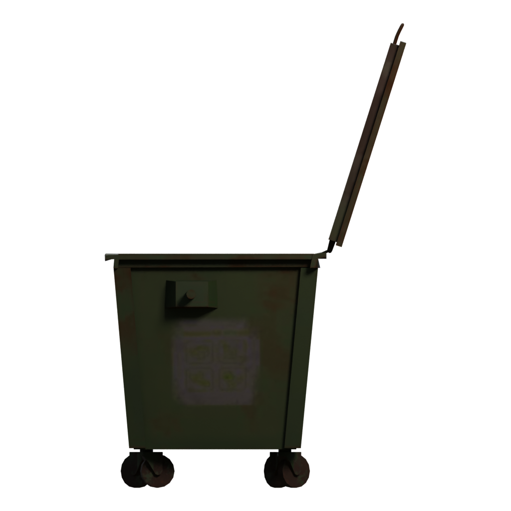 Left view of the Dumpster Low Poly 3D model