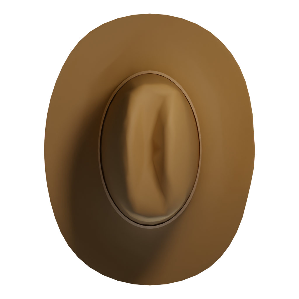 Top view of the Low Poly Cartoon Cowboy Hat 3D model