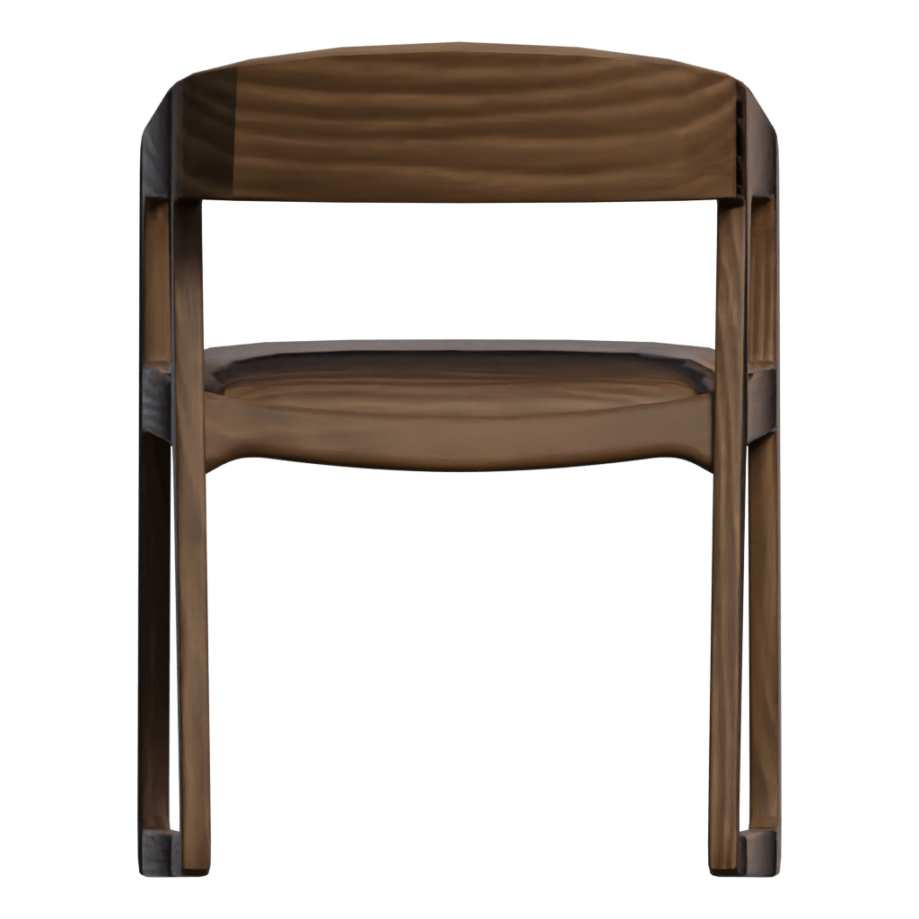 Back view of the Wood Chair 3D model