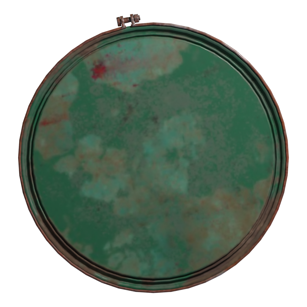 Top view of the Rusty Barrel Bump Mapped 3D model