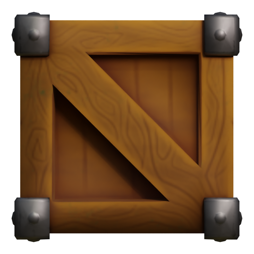 Front view of the Wood Crate 3D model