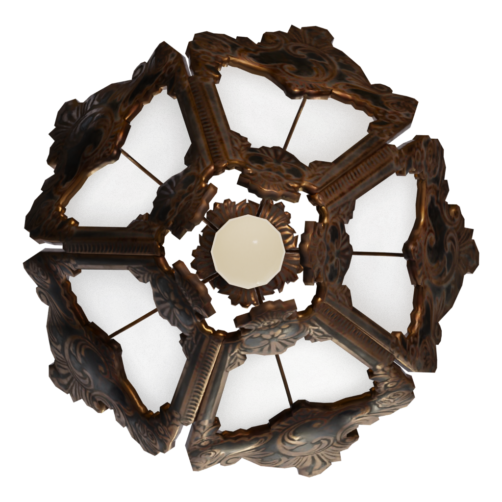 Bottom view of the Lantern Chandelier 3D model